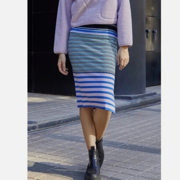 NWT MARNIxUNIQLO MERINO BLEND STRIPED KNITTED SKIRT SIZE XS - Picture 3 of 6